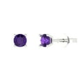 thumbnail image 2 of 0.5 Ct Round Cut Studs Purple Natural Amethyst 18K White Solid Solid Gold Everyday Dainty Earrings Push Back, 2 of 7