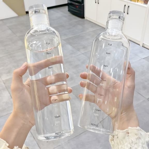 ACDANC 500ML Borosilicate Glass Water Bottles With Caps: Clear Heat Resistant, Slim, Easy to Store, Leakproof Lids, Best As Reusable Drinking Bottle, Sauce Jar
