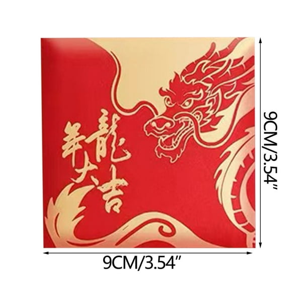 Fiudx Bolsa de Regalo con Sobre Rojo, Estampado En Caliente con Lámina Dorada, Elegante Diseño En Relieve, Juego de 10 Piezas, Diseños Variados, Ideal para Dinero, Tarjetas y Regalos, Año Nuevo Lunar