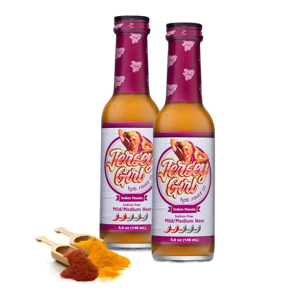 Jersey Girl Habanero Hot Sauce (Masala, Pack of 2) Made with Indian Spices (Low Sodium)