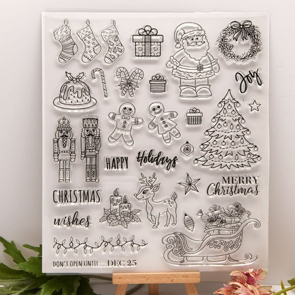 Ouginx Clear Stamps, Christmas Rubber Stamp for Scrapbooking and Card Making Supplies