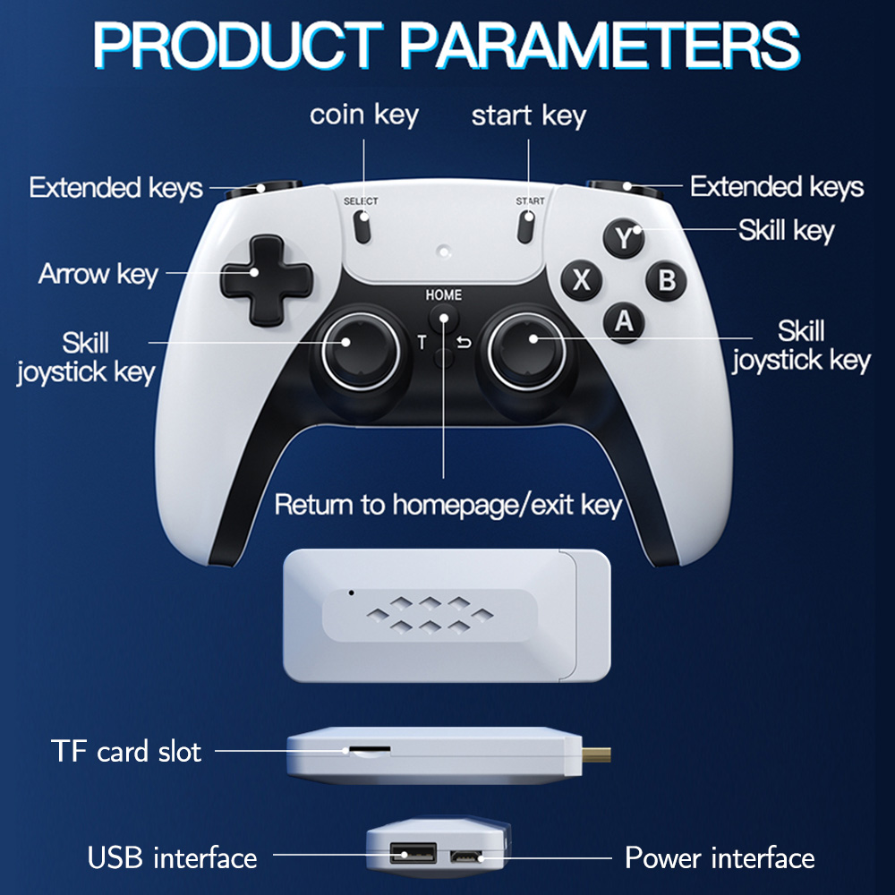 Wireless Retro Game Console, 30000 Classic Games Retro Game Stick, TV Plug and Play Video Game Console, Dual 2.4G Wireless Controller, 4K HD Output, Built-in 64G