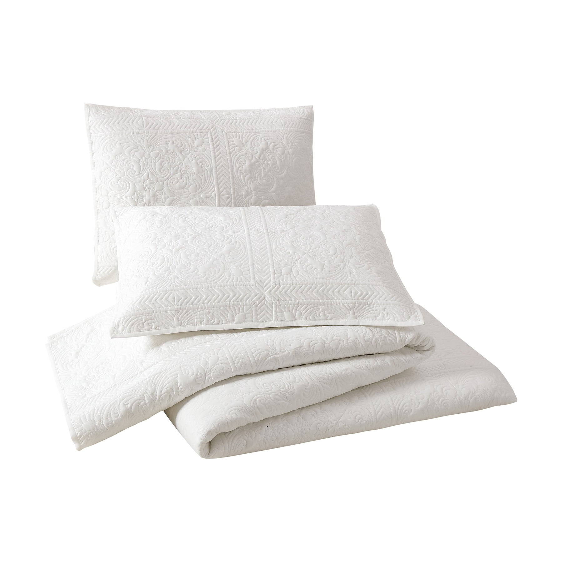 Modern Heirloom Solid Stitch White 3-Piece Bedspread Set, Full/Queen