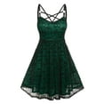 thumbnail image 1 of FASHIONWT Women Plus Size Halloween Sleeveless O-Neck Sling Skull Lace Panel Midi A-Line Dress, 1 of 4