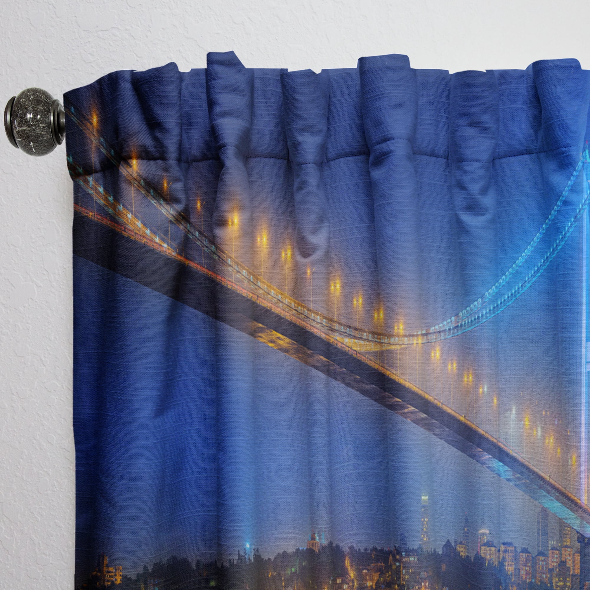Designart ' Bosphorus bridge at night Istanbul Skyline' Cityscapes Curtain Panel