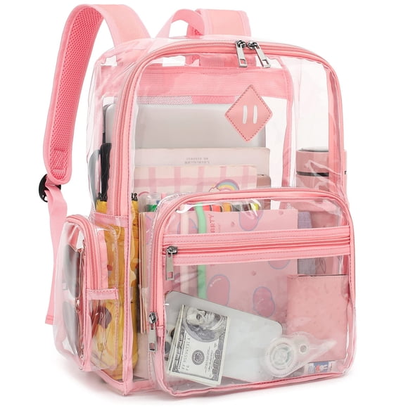 Mochila Fuyicat Heavy Duty, PVC transparente, rosa