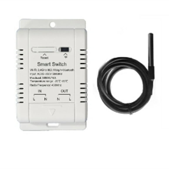 Tuya Wifi 16A Smart Temperature Switch Power Monitor with Temperature Sensor Probe Real Time Monitoring Remote Control