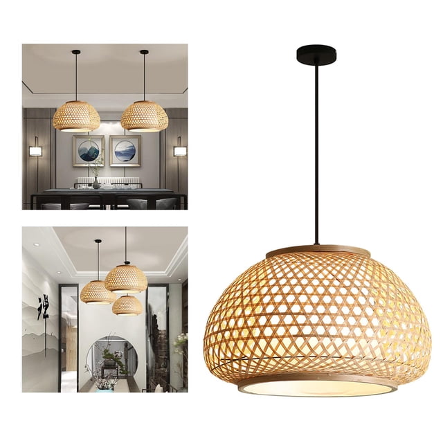 de bambú Lámpara colgan ratán Iluminación de techo Tejido de ratán Lámpara colgante para el salón del hotel Restauran Los 40x25cm Colco Lámpara colgante de bambú