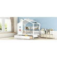 thumbnail image 2 of Lit Cabane en Bois Format Simple avec 2 Tiroirs, Lit pour Enfants avec Tablette de Rangement, Blanc, 2 of 10