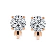 thumbnail image 2 of 2CT Boucles d'Oreilles Solitaire Rondes en Zircon Cubique CZ à Clip pour Femmes en Laiton Plaqué Or Rose, 2 of 8