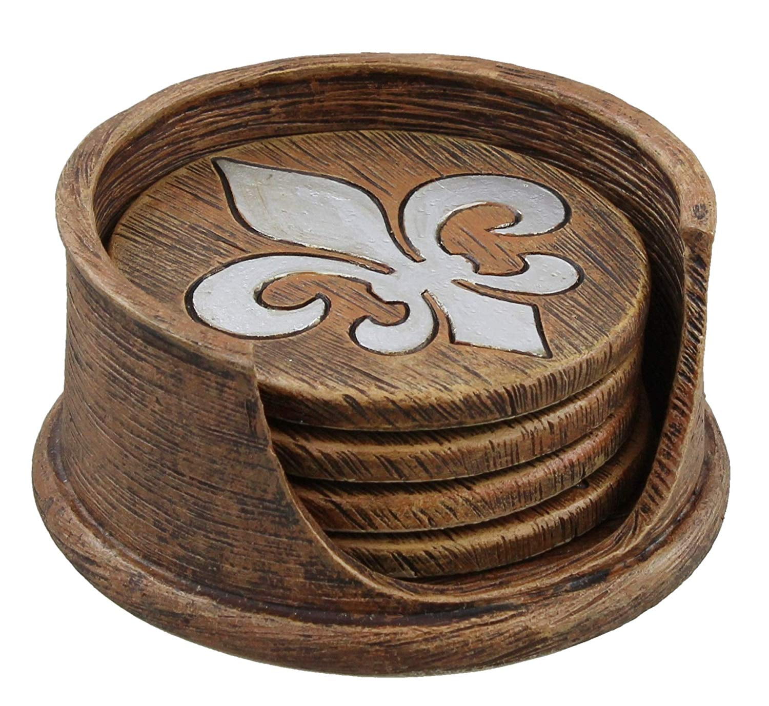 Fleur De Lis Coaster Set 4 Coasters Rustic Tuscan Decor