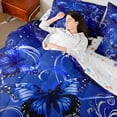 thumbnail image 4 of Homewish Boys Girls Blue Butterflies 7 Pieces Bedding Comforter Set,Floral Rose Full Bedding Set Lightweight,Exotic Style Fitted Sheet Flat Sheet,Super Cozy Room Decor,Reversible, 4 of 8