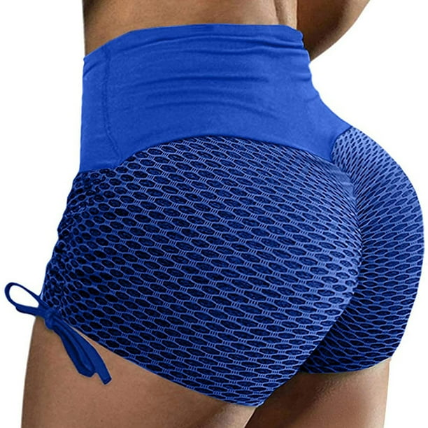 Gibobby Pantalones cortos de yoga Súper pantalones de mujer Pantalones de yoga con correa de corta de yoga de color(Azul,CH)