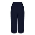 thumbnail image 4 of JIUKE Capri Pants for Women High Waisted Casual Loose Comfy Summer Cinch Bottom 3/4 Trousers with Pockets, 4 of 9