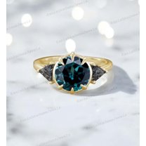 KANISHKAGEMS&JEWELS 2 Ct 6mm / Vintage Teal Sapphire Engagement Ring Kite Cut Rutile Quartz Promise Ring September Birthstone Ring Anniversary Gift For Wife