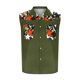thumbnail image 4 of Camisas de Cuello para Hombres, Moda Casual Día de la Independencia Imprimir Turndown Bolsillos sin Mangas Tanque Deportivo, 4 of 5