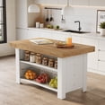 thumbnail image 2 of Tribesigns 55-inch Kitchen Island with Storage, Farmhouse Stationary Island Table Counter Height Bar Table, Light Brown and White, 2 of 8