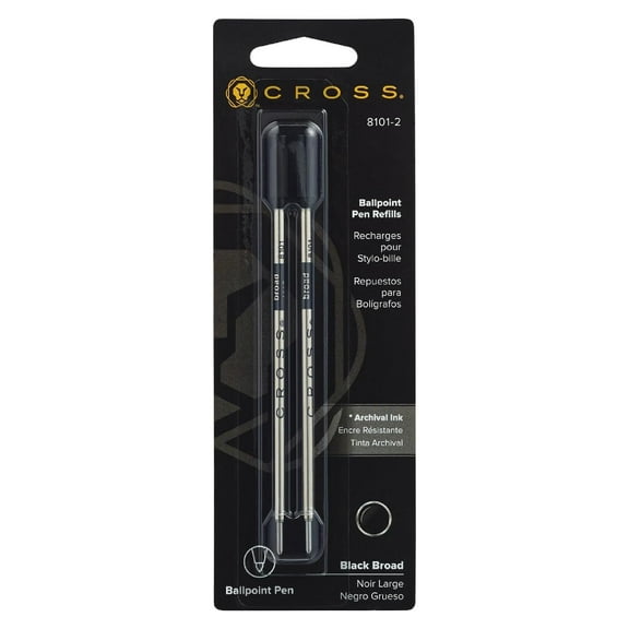 Cross Ballpoint Pen Refill - Black - Broad - Dual Pack