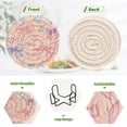 thumbnail image 4 of Haosy Set of 6 Drink Woven Coaster with Holder Heat Resistant Non-Slip Bar Coasters 4 Inches Differently Cartoon Bow, 4 of 7