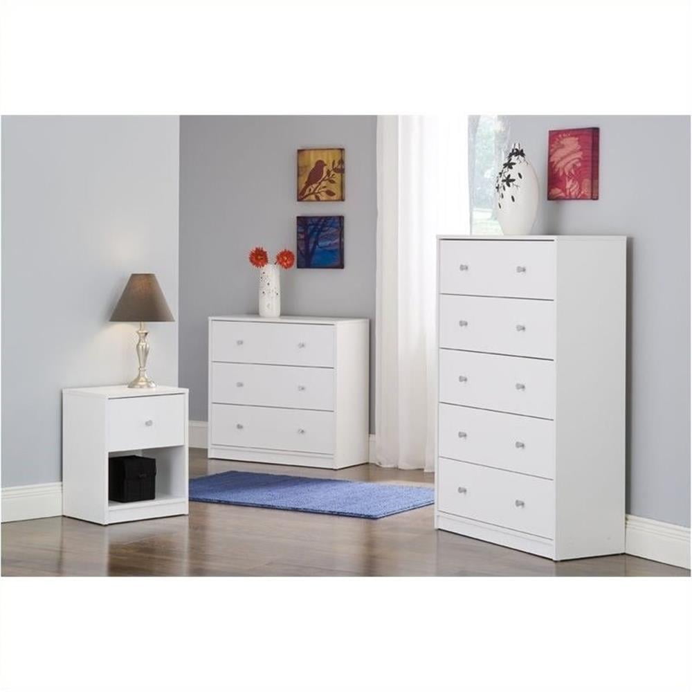 Home Square 4 Piece Bedroom Set With Dresser, Chest and 2 Nightstands in White