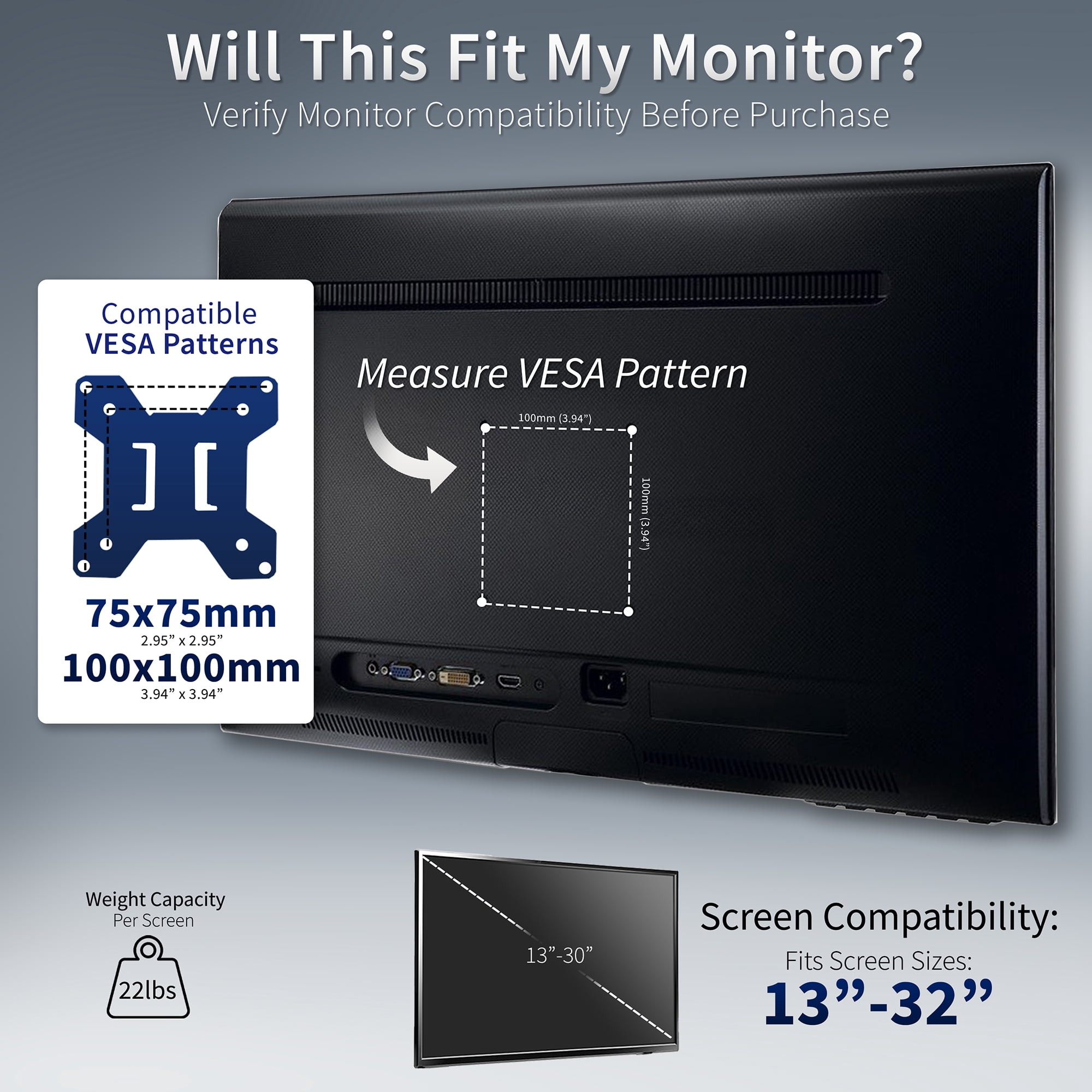 VIVO White Dual Monitor Adjustable Mount w/ Glass Base, Fits 2 Screens up to 32"