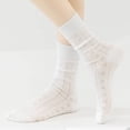 thumbnail image 4 of Women's 3-Pair Ribbed Crew Socks with Embroidered Bow Knit Texture in Neutral Shades for Everyday Wear - Multicolored-B, 4 of 4