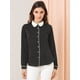 thumbnail image 2 of Blusa De Manga Larga Con Cuello Peter Pan Para Mujer Negro XS, 2 of 6