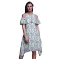thumbnail image 1 of Bimba Robe à Volants Imprimée Aquarelle Verte pour Femmes Épaules Dénudées - TTTG, 1 of 1