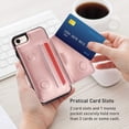thumbnail image 2 of Card Slot Holder Wallet Case for iPhone 7/8/SE 2020, Premium PU Leather Case Kickstand with Hidden Magnetic Closure Flip Durable Protective Cover for iPhone 7/8/SE 2020 - Rose Gold, 2 of 14