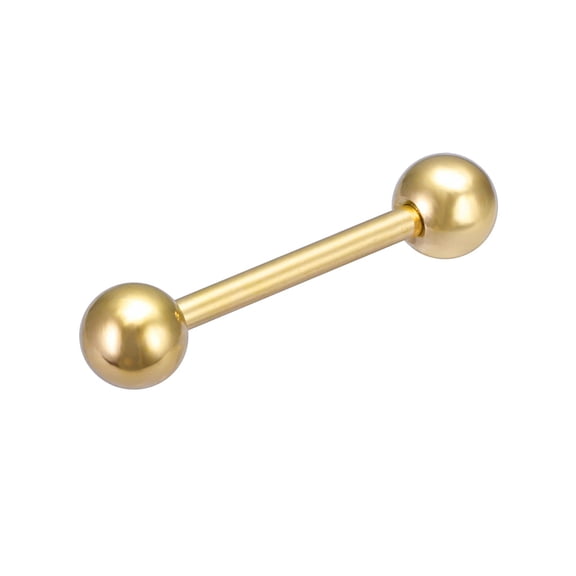 QQTDFG 14G Classic Tongue Rings Stainless Steel Gold Straight Barbell Tongue Piercings-Gold-5 Pcs