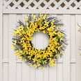 thumbnail image 6 of Tkrady 15.75inch Artificial Forsythia Flower Wreath Spring Summer Fall Wreath Silk Leaves Wreath for Front Door Wreath Porch Farmhouse Patio Garden Home Decor (Yellow), 6 of 8