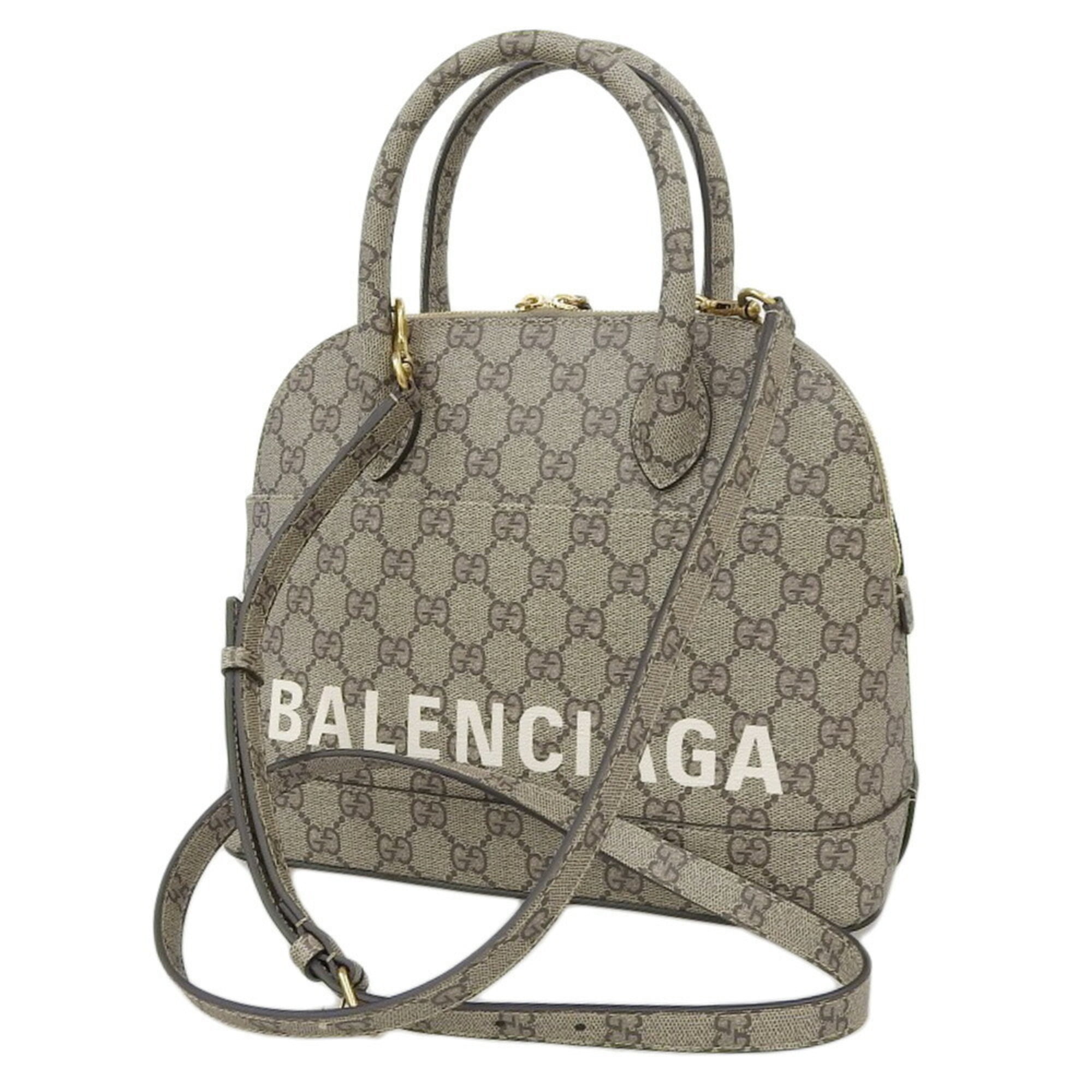 Authenticated used Balenciaga Bag Gucci Collaboration Hacker Camera Beige Mini Shoulder Pochette Bb Pattern Ladies Leather, Women's, Size: (HxWxD)