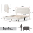 thumbnail image 4 of Furniture of America Aliz Modern Boucle Fabric Platform Bed, Queen, White, 4 of 21