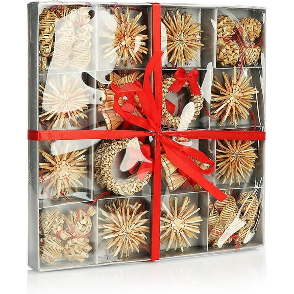 56-piece Straw Star Set - Christmas Tree Decorations - Straw Pendants