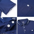 thumbnail image 3 of QPNGRP Men's short-sleeved polo shirt classic solid color casual stretch T-shirt polo navy S, 3 of 6
