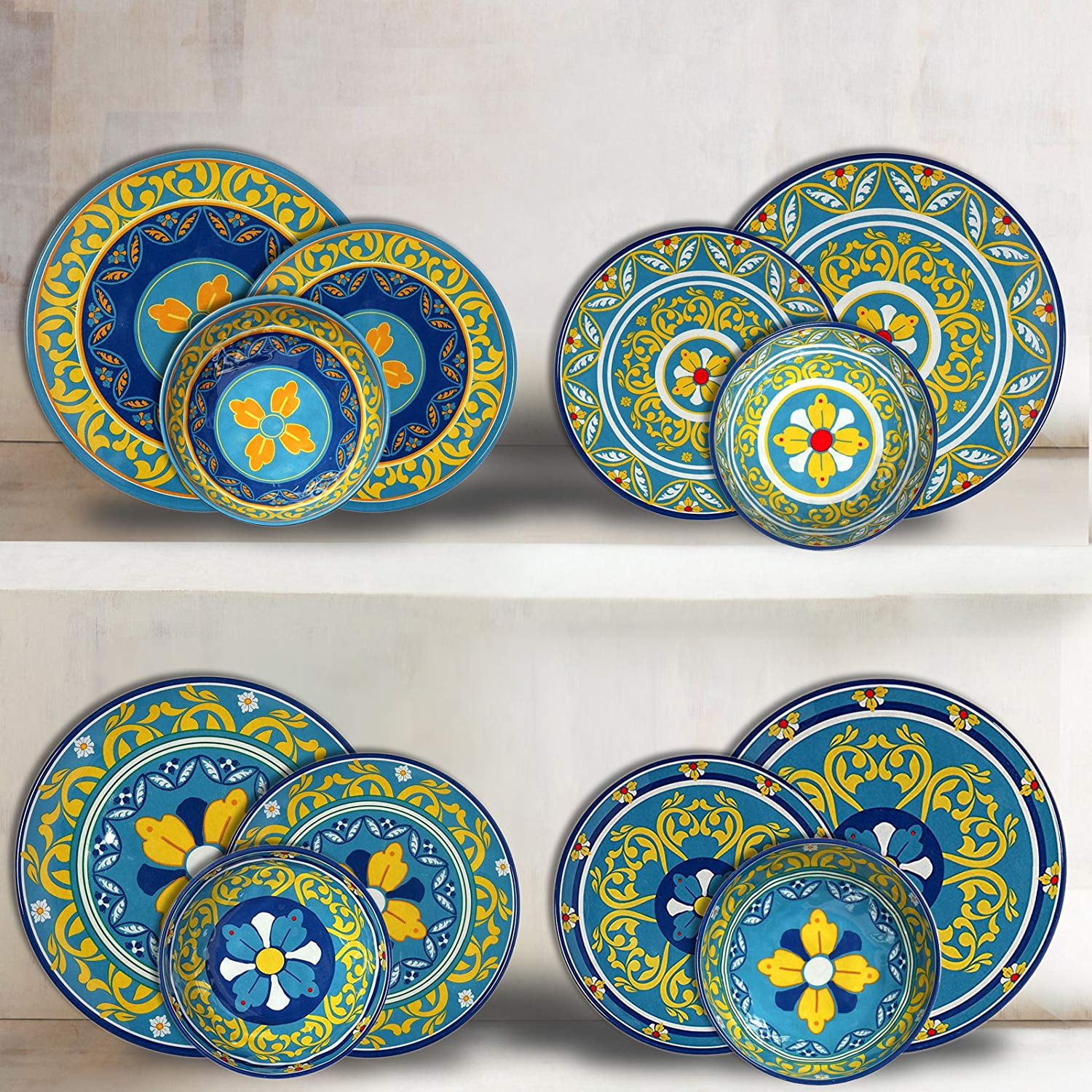 Melange Gardens Of Italy 6 Piece Melamine Dinner Plate Set Walmart Com Walmart Com