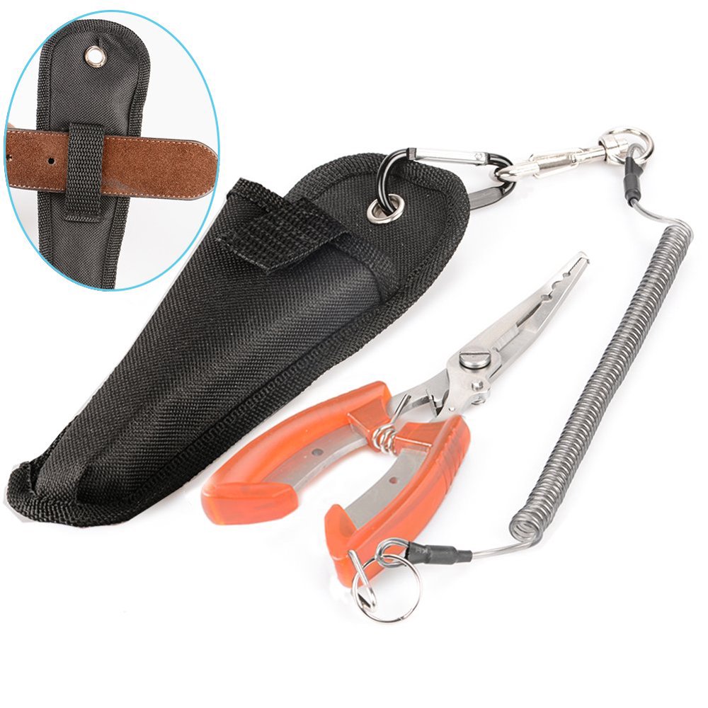BPS Fishing Pliers Stainless Steel Tools with Sheath Lanyard 6.7in