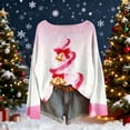 thumbnail image 2 of Christmas Sweater for Womens Knit Long Sleeve Round Neck Casual Loose Xmas Graphic Pullover Sweaters Fall Winter Top (XL, Pink), 2 of 5