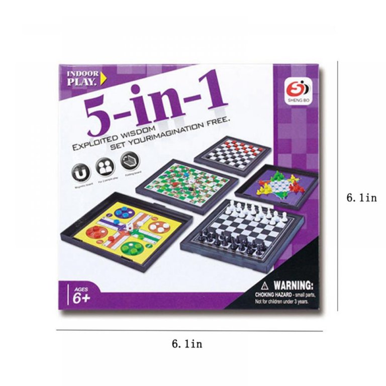 Tilføj til tiltrækkende beviser Mini Magnetic Board Games - 5 in 1 Packaged Travel Games - Checkers Chess  Solitaire Tic Tac Toe and Much More - Walmart.com