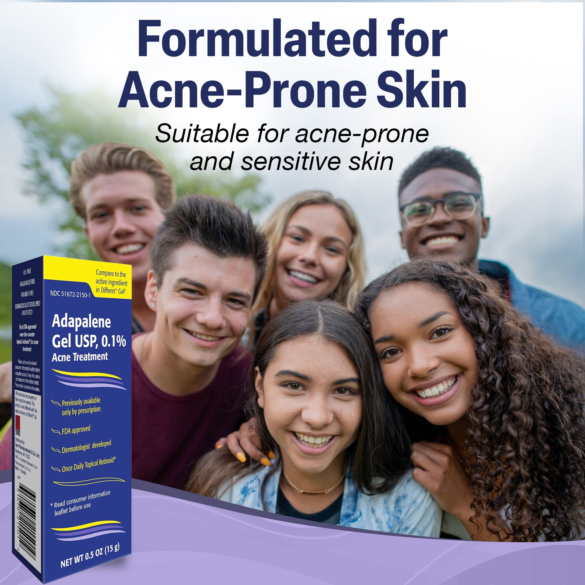 フェイスジェル・ゲル taro Taro Adapalene Gel 0.1% USP for Sensitive Skin, Acne Treatment