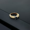 thumbnail image 3 of Gem Stone King 1.39 Ct Round Black Onyx 18K Two-Tone Plated Sterling Silver Ring (Size 5), 3 of 4