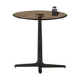 thumbnail image 4 of Modern Round Glass Top End Table - Tall Metal Accent Nightstand Furniture - 19.69" Brown Glass &amp; Matte Black Base - Living Room, Bedroom, Dorm, Home Office, 4 of 7