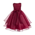 thumbnail image 2 of Ekidsbridal Asymmetric Ruffled Organza Sequin Flower Girl Dress Birthday Evening Formal Gown 012S 6, 2 of 3