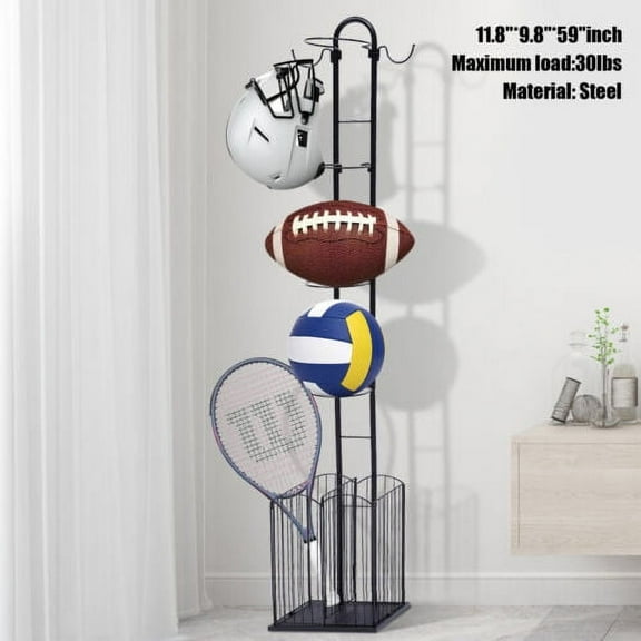 Sports Equipment Storage Rack Garage Ball Sports Equipment Organizer 4-Tier .