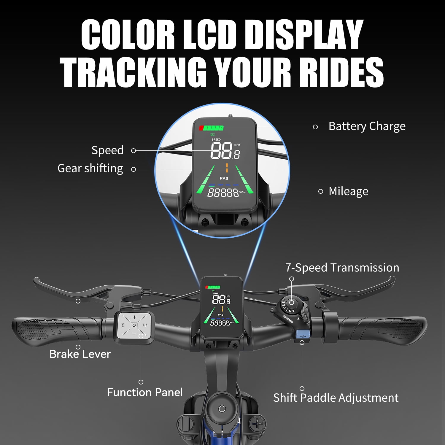 ASKGO Electric Bike for Adults, 26”Electric Mountain Bike 1500W (Peak) Motor,10.4A Internal Battery &LCD Display,55 Miles, UL2849