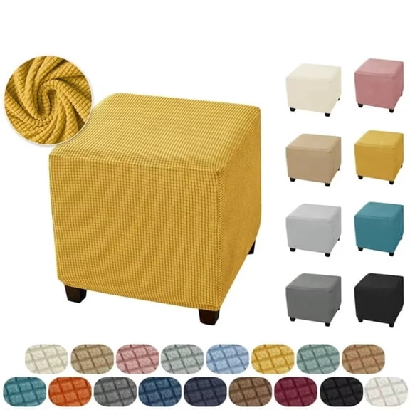 AIGIA Square Ottoman Cover Stretch Ottoman Slipcovers Elastic Foot Stool Foot Rest Protector for Living Room Bedroom