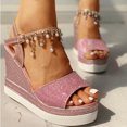 thumbnail image 2 of CBGELRT Womens Sandals Pink Cute Sandals for Women Wedges Pearl Sandals Platforms Heels Women Fashion Shoes High Wedges Women's Sandals Womens Wedge Shoes, 2 of 7