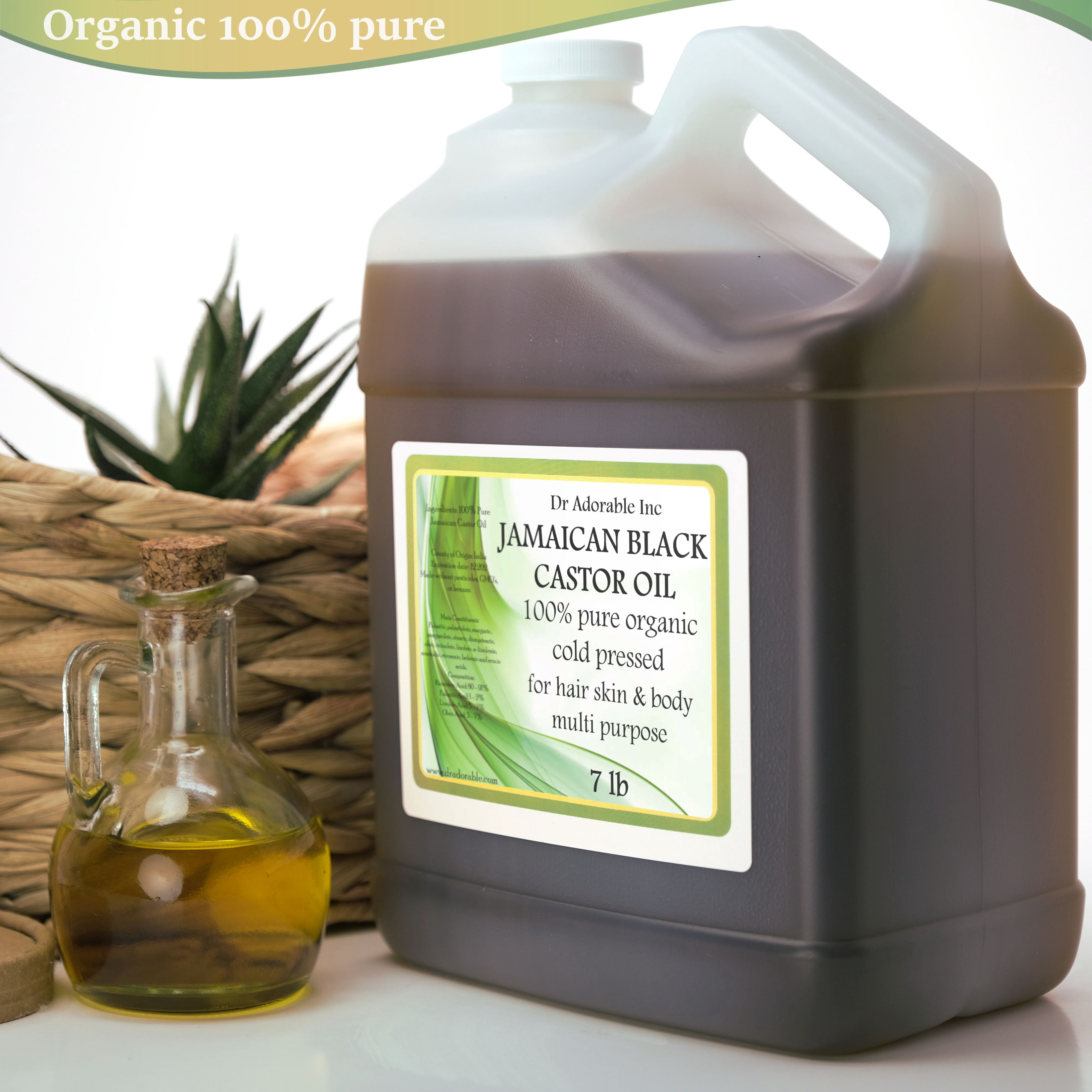 Dr Adorable - 7 lb - Jamaican Black Castor Oil - 100% Pure Organic Cold Pressed Natural Skin and Strengthen Grow & Restore Hair Care