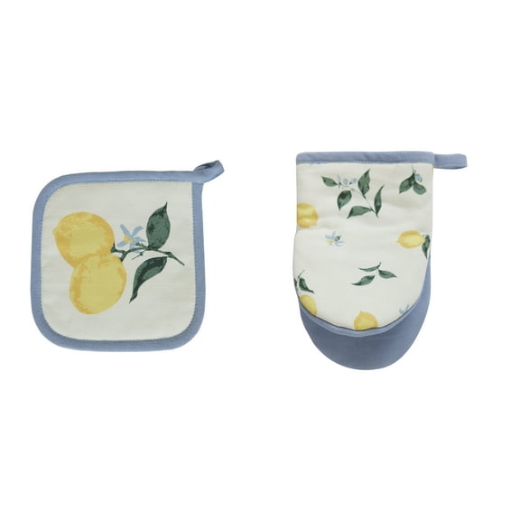 Mainstays Yellow Multi Lemons Pot Holder & Mini Mitt Set, 2 Pieces