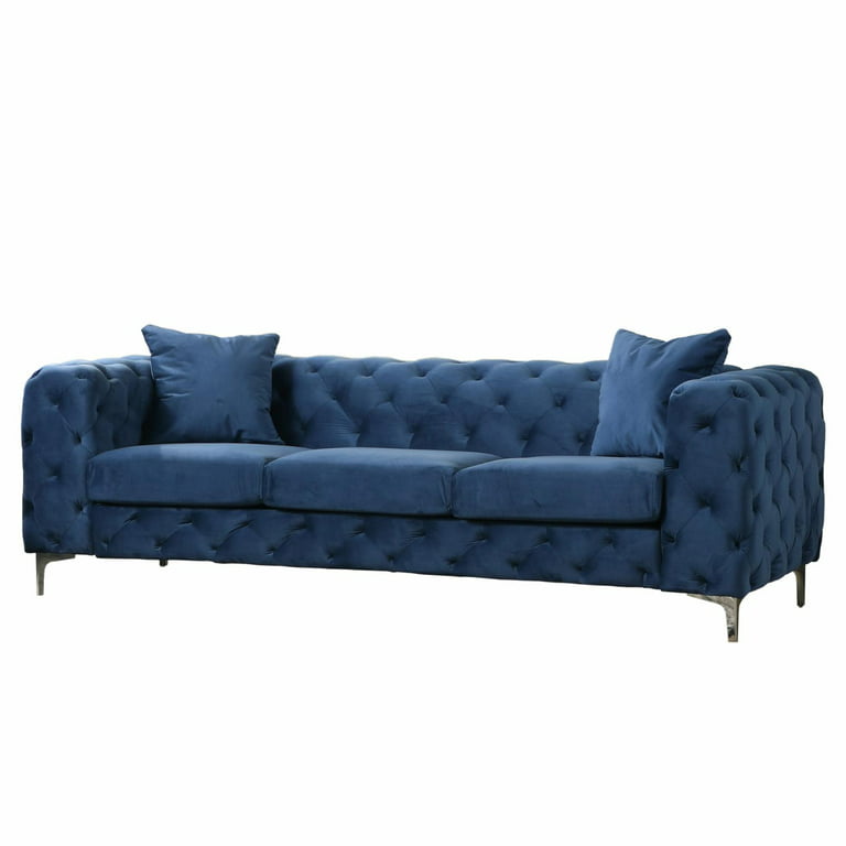 Pak at lægge dechifrere Surrey Felicity Tufted Velvet Upholstered Sofa, Grey - Walmart.com